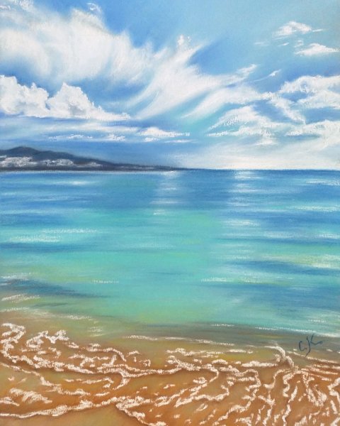 Морской пейзаж пастелью
