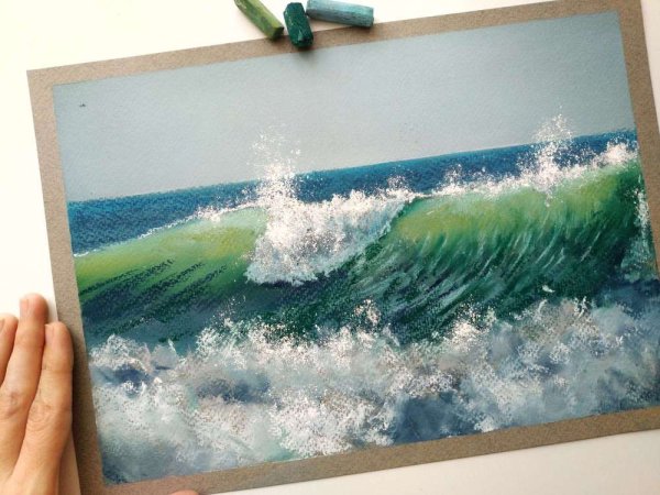 Рисунки сухой пастелью море