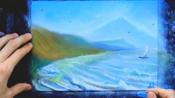 Рисуем воду пастелью
