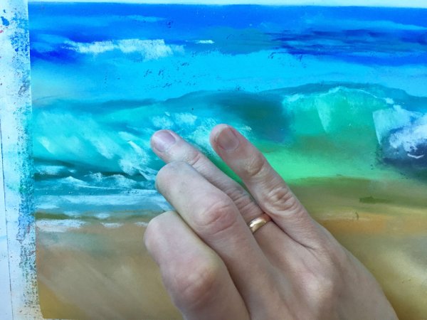 Рисунки сухой пастелью море