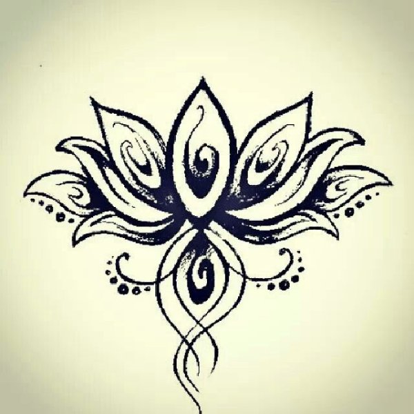 Тату Лотос трайбл