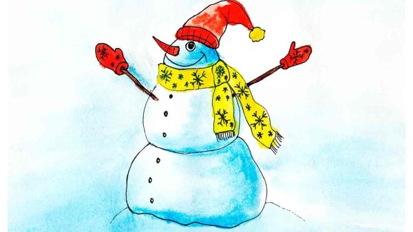 Снеговик красками