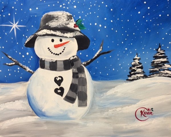 Зима Снеговик рисунок