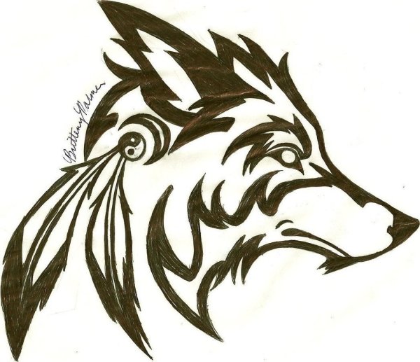 Легкие тату волка