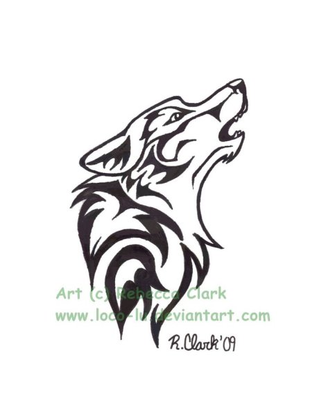 Тату волк трайбл на руке