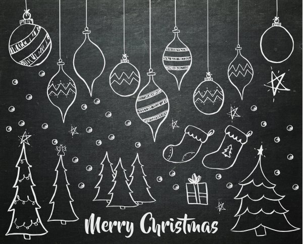 Новогодние рисунки на грифельной доске