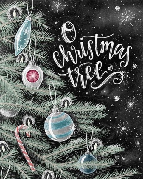 Новогодние надписи на грифельной доске