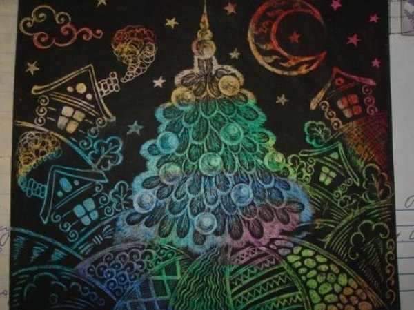 Граттаж новогодний