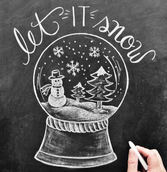 Меловая доска с новым годом