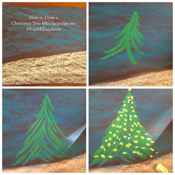 Рисование мелками новый год