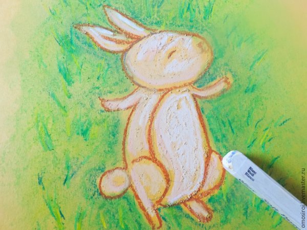Зайчик пастелью для детей