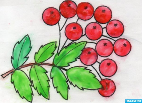 Тема: "ветка рябины".(т.с.Комарова, с.42)