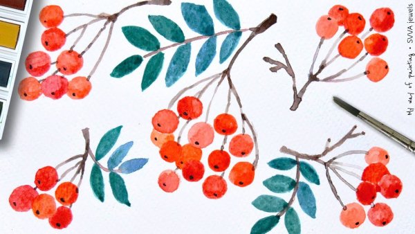 Рисование осенняя ветка