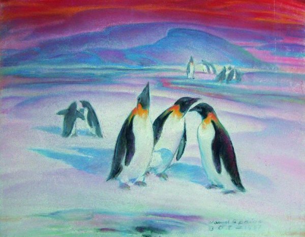 Рисование пингвины в Антарктиде
