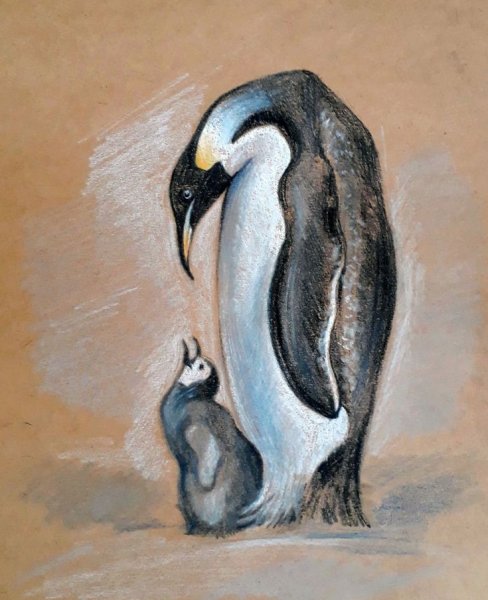 Пингвин акварелью