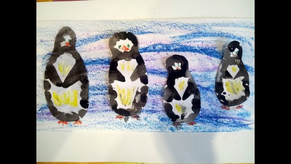 Пингвин гуашью