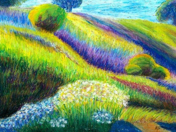 Картины масляной пастелью Джон Эллиот.