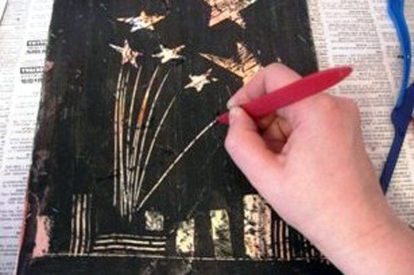 Техника граттаж салют