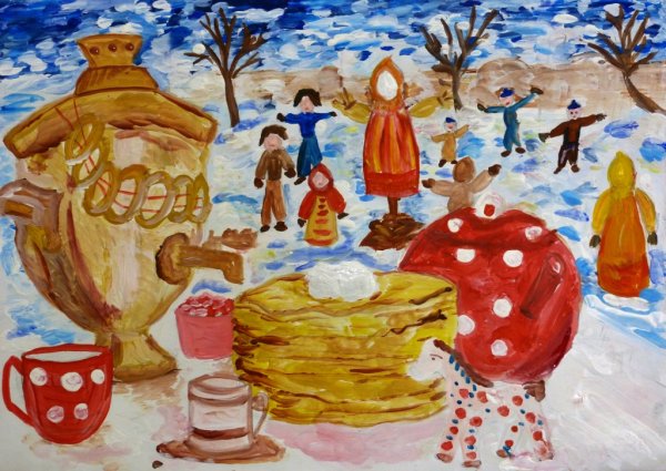 Масленица рисунок художественная школа
