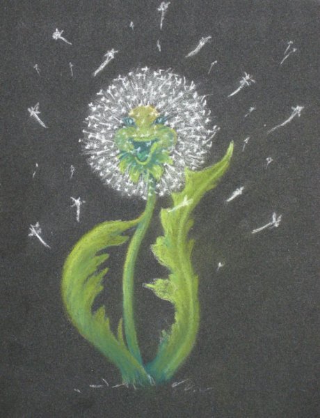 Одуванчики красками