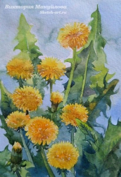 Одуванчики пуантилизм