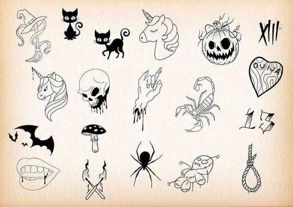 Тату на Хэллоуин маленькие