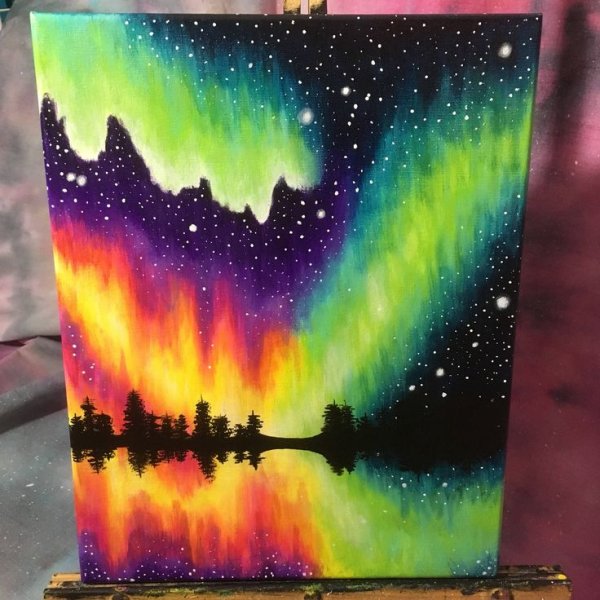 Граттаж Северное сияние