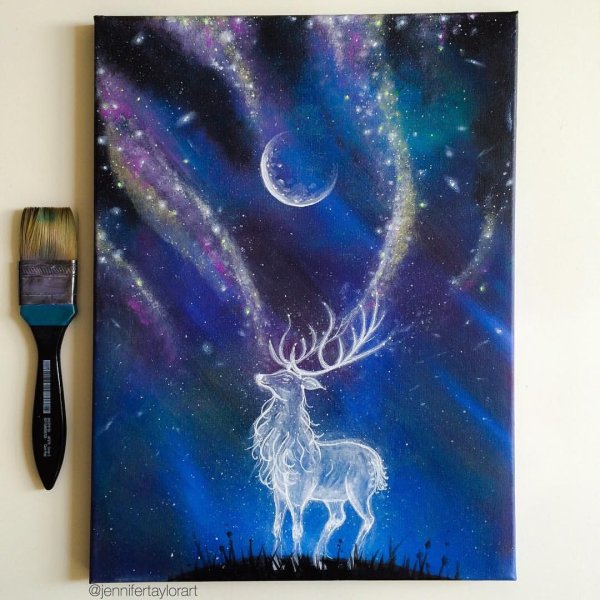 Олень акрилом