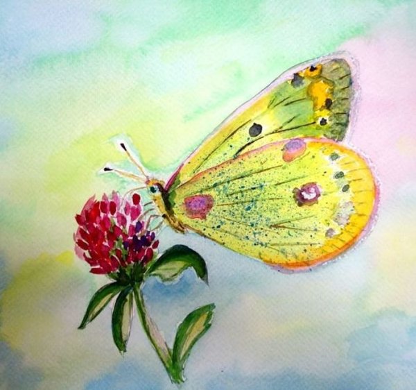 Рисование восковыми мелками и акварелью