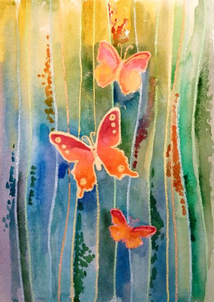 Рисунки масляными мелками