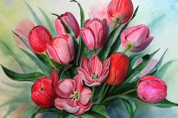 Цветы акрилом на холсте