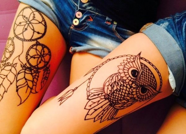 Мехенди хной Сова