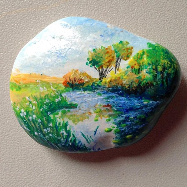 Камни роспись акрилом