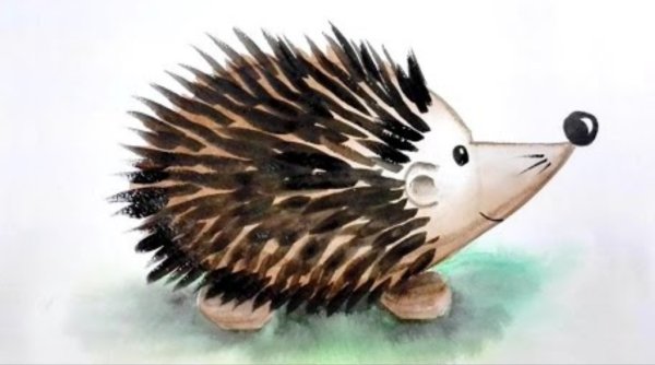 Ежик красками для детей