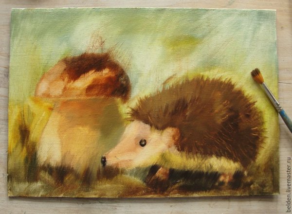 Рисование Ежик красками