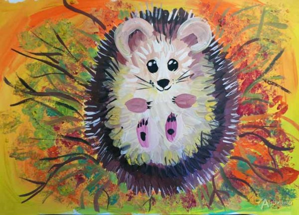 Рисование для детей Ежик красками