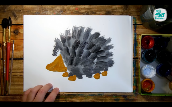 Рисование для детей Ежик красками