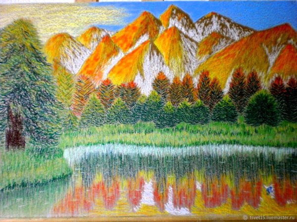 Горы восковыми мелками