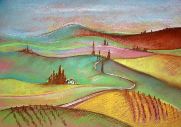 Горы восковыми мелками