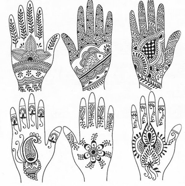 Узоры мехенди на пальцах для начинающих