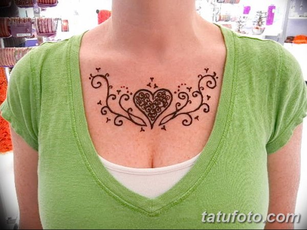 Тату из хны лёгкие на груди