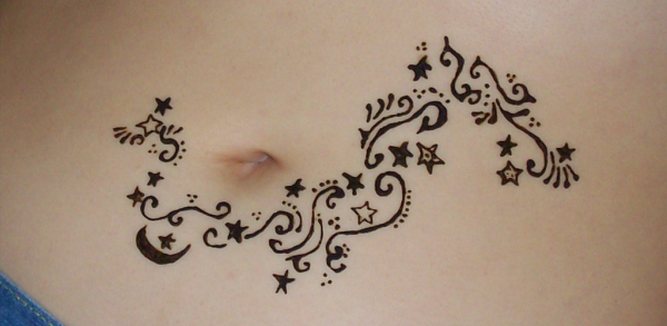 Рисунки хной на животе девушке простые