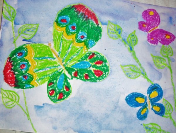 Рисование восковыми мелками для детей