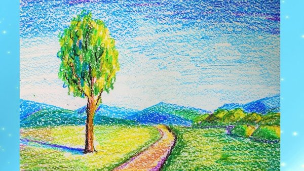 Как нарисовать осень восковыми мелками