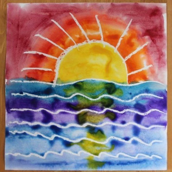 Восковые мелки и акварель техника рисования