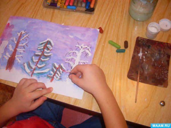 Рисование воском зима