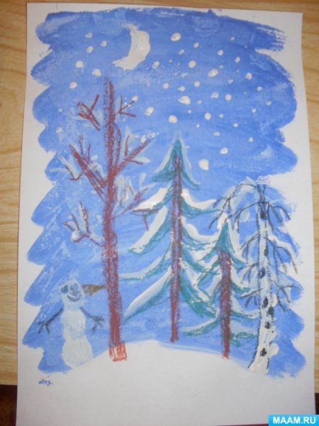 Рисование зима старшая группа