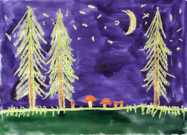 Рисование восковыми мелками и акварелью