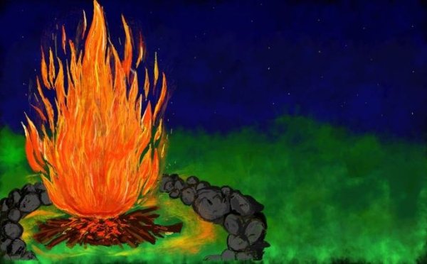 Изображение угасающего костра