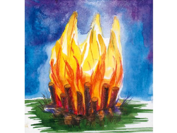 Нарисовать огонь красками